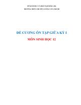 Đề cương ôn tập Giữa kì 1 Sinh học 12 năm 2025–2026 trường THPT Lương Văn Chánh (Đắk Lắk)